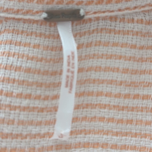 Free People loose fitting low v-neck top with cream and peach strips - Picture 6 of 6